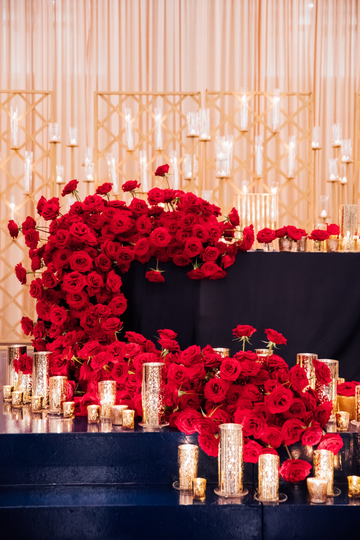Luxury San Diego celebration with navy and gold ballroom design by Events by Gisele